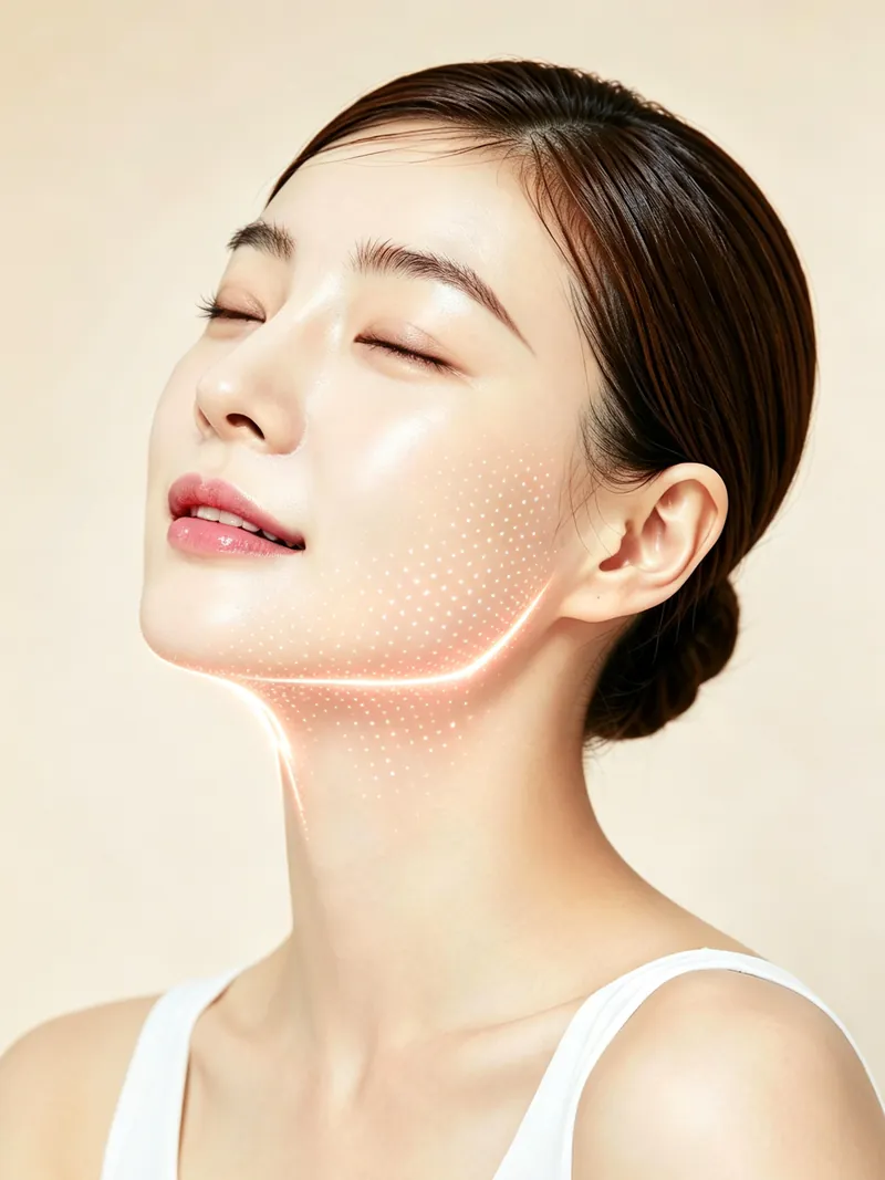 A client with a lifted, defined jawline